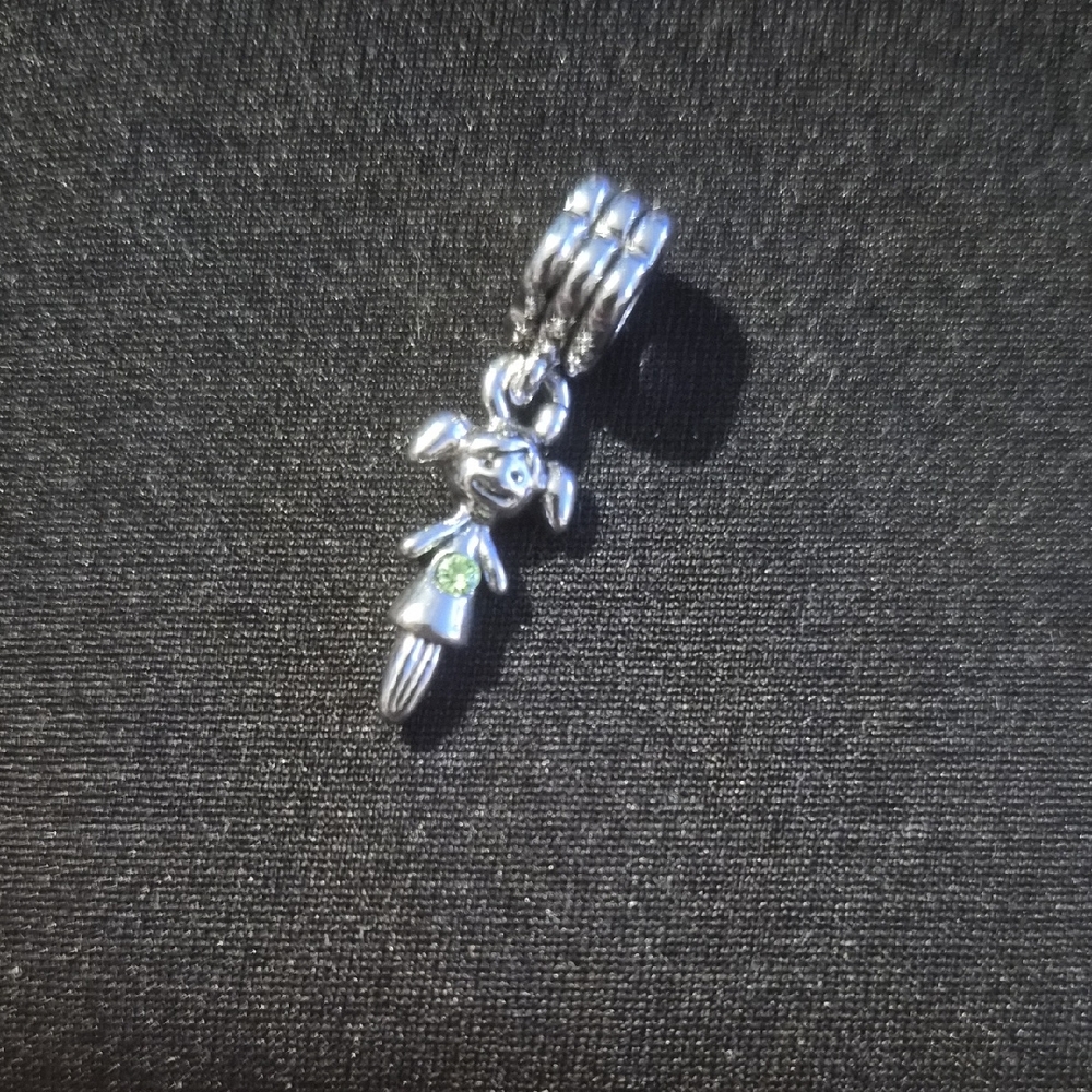 Silver Charm with Green Accent For Pandora Bracelet